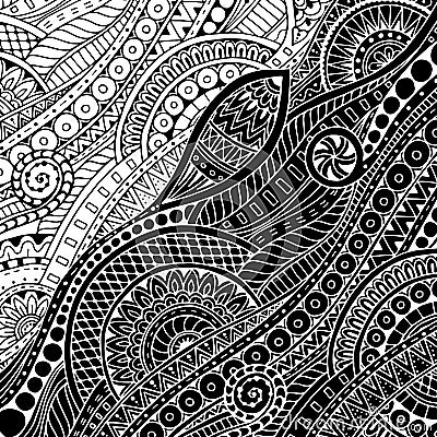 Ornamental ethnic black and white pattern. Vector Illustration