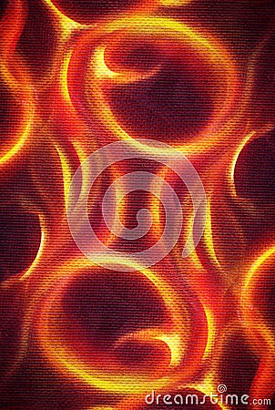 Ornamental Fire painting on black background Stock Photo