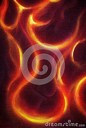 Ornamental Fire painting on black background. Stock Photo