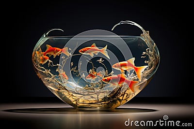 Ornamental Fish big bowl animal. Generate Ai Stock Photo