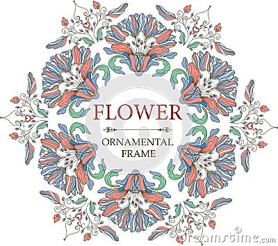 Ornamental floral frame in vintage style. Circular ornament. Vector Illustration