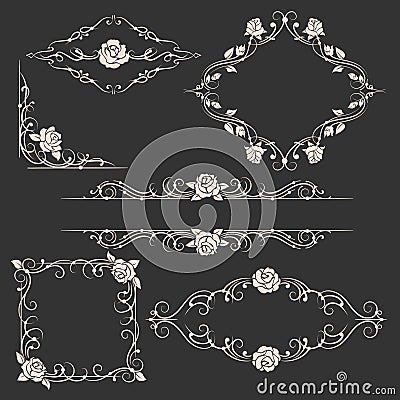 Ornamental floral frames set Vector Illustration