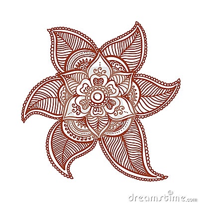 Ornamental flower - decorative indian henna ornament. Mendi arabian vector Vector Illustration