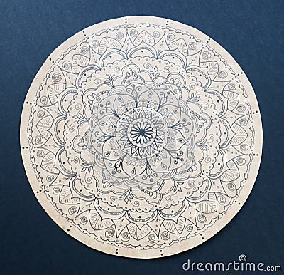 Ornamental flower mandala hand painted Stock Photo