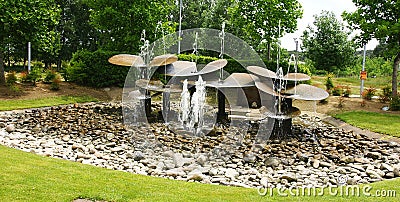 Ornamental fountain in a roundabout of MaÃ§anet Stock Photo