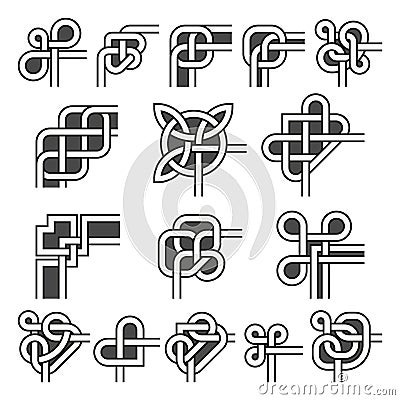 Ornamental frame corners in celtic style vector angle decoration set Vector Illustration