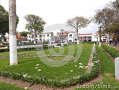 Ornamental garden in Barranco district of Lima Editorial Stock Photo