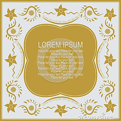 Ornamental gold background for greeting card. Vector Illustration