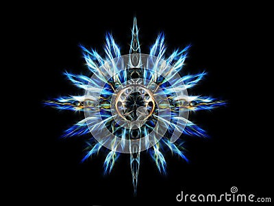 Ornamental graphic in shape of a star with feathers, fractal effect Stock Photo