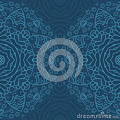 Ornamental half round lace pattern, circle background, crocheting handmade lace, lacy arabesque designs. Vector Illustration