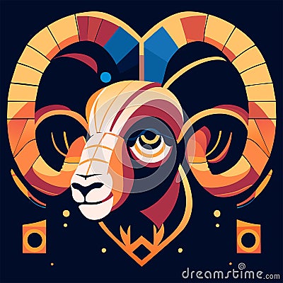 Ornamental head of ram. Vector illustration for t-shirt print Generative AI Vector Illustration