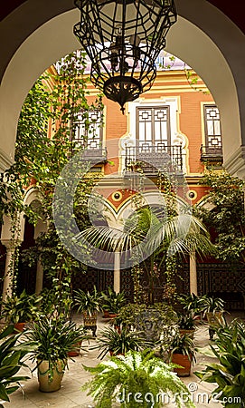 Ornamental historic courtyard garden interior design Editorial Stock Photo