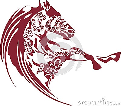 Red horse symbol on white for your creative designs Vector Illustration