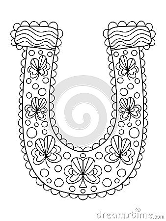 Ornamental horseshoe coloring page for children and adults stock vector illustration Vector Illustration