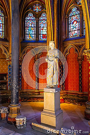Ornamental interior of Lower chapel of Sainte-Chapelle Stock Photo