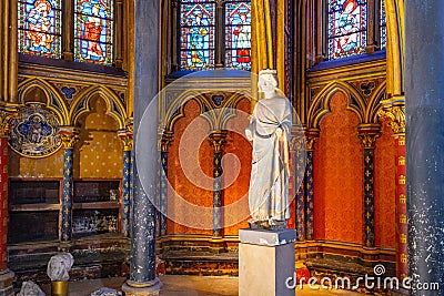 Ornamental interior of Lower chapel of Sainte-Chapelle Editorial Stock Photo