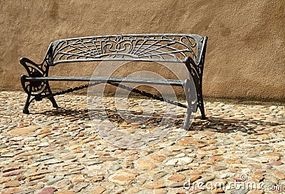 Ornamental iron bench Stock Photo