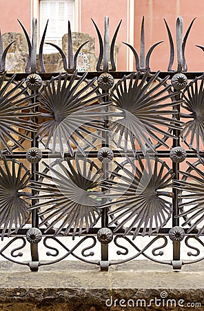 Ornamental iron fence Stock Photo