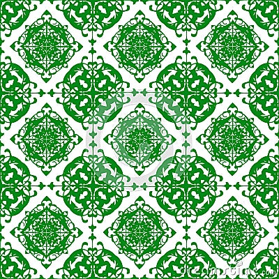 Ornamental Oriental Beautiful Green Royal Floral Vintage Spring Abstract Seamless Pattern Texture Wallpaper Stock Photo
