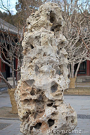 Ornamental Porous Rock Decorating The Summer Palace Imperial Garden In Beijing China Stock Photo