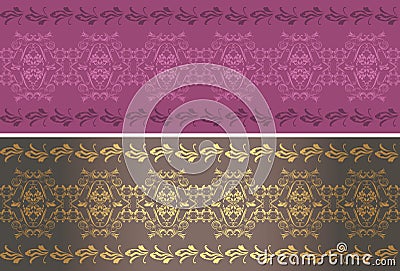 Ornamental purple and brown borders Vector Illustration