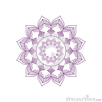Ornamental Purple Mandala Sign Symbol Logo Vector Illustration