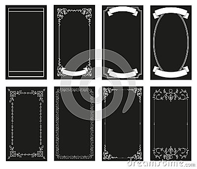 Ornamental retro style frames, banners for text and blank space for tarot cards, invitations, weddings, celebrations Vector Illustration