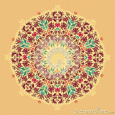 Ornamental round floral lace pattern. Stock Photo