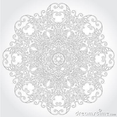 Ornamental round lace floral pattern Vector Illustration