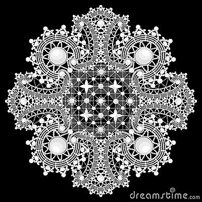 Ornamental round lace pattern, background with many details, loo Vector Illustration