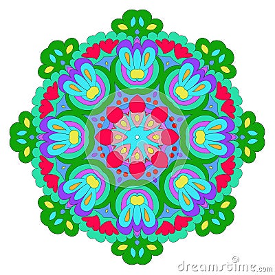 Ornamental round organic pattern, circle colorful mandala Stock Photo