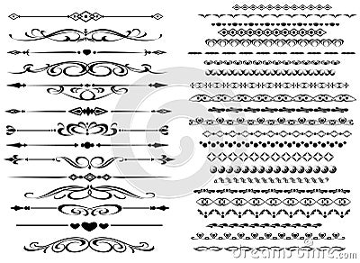 Ornamental rule lines in different design Vector Illustration