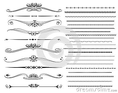 Ornamental rule lines in different design Vector Illustration