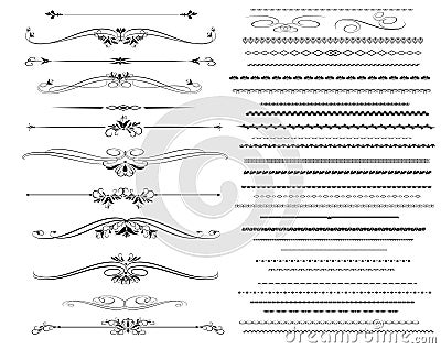 Ornamental rule lines in different design Vector Illustration