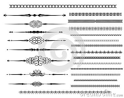 Ornamental rule lines in different design Vector Illustration