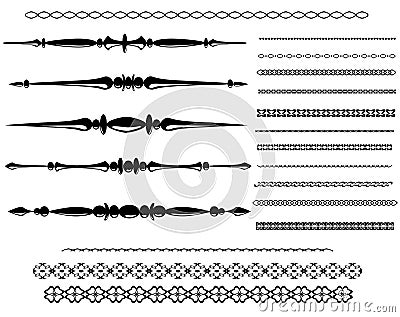 Ornamental rule lines in different design Vector Illustration