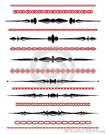 Ornamental rule lines in different design Vector Illustration