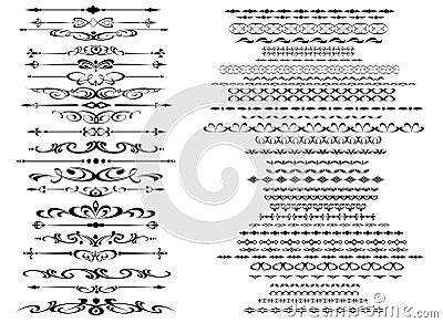 Ornamental rule lines in different design Vector Illustration