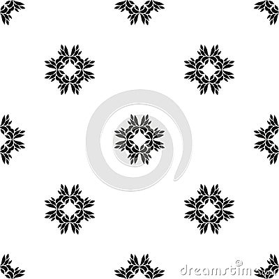 Ornamental seamless floral ethnic black and white pattern Vector Illustration