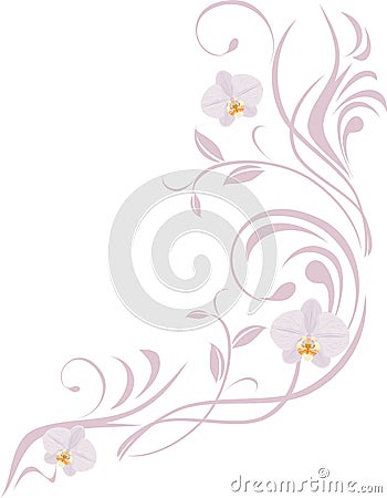 Ornamental sprig with orchids Vector Illustration