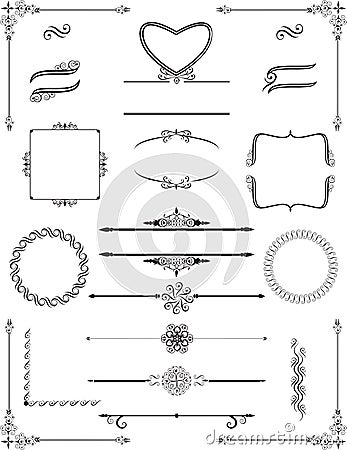 Ornamental victorian frames and rule lines. Vector. Vector Illustration