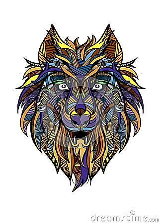 Ornamental vintage wolf predator tattoo decorative retro style.vector illustration Vector Illustration