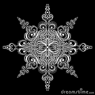 Ornamental white snowflake Vector Illustration