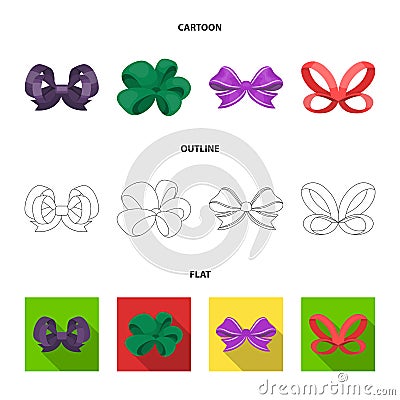 Ornamentals, frippery, finery and other web icon in cartoon,outline,flat style.Bow, ribbon, decoration, icons in set Vector Illustration