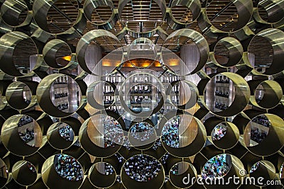 Ornamentation of circular air vents inside the mosque Stock Photo