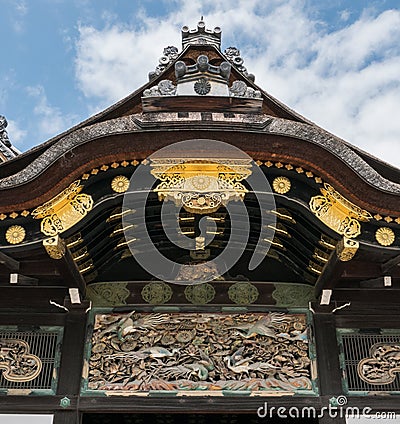 Ornamentation on roofs of Nijo Castle in Kyoto. Stock Photo