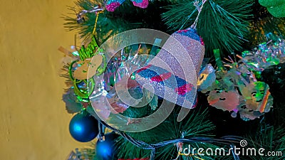 Ornaments for Christmas tree decoration, with different shapes, colors and sizes Stock Photo