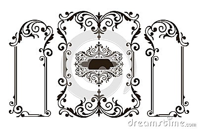 Ornaments elements floral retro corners frames borders stickers art deco design illustration Vector Illustration