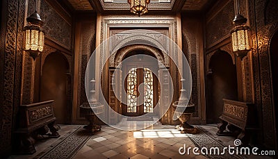 Ornate altar entrance, ancient elegance indoors generated by AI Stock Photo