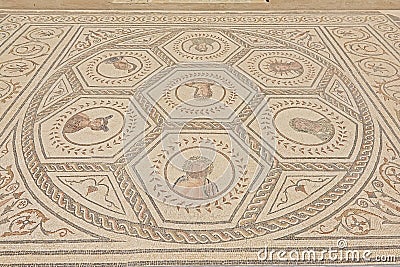 Mosaic of the planetarium, detail of Ruins of Italica, Roman city in the province of Hispania Baetica Stock Photo